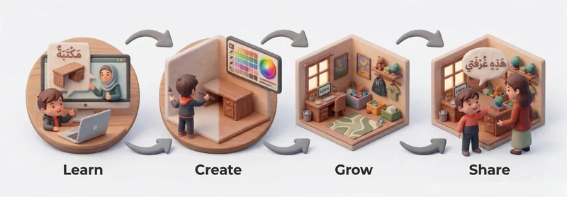 Learning by creating — four steps: Learn, Create, Grow, Share